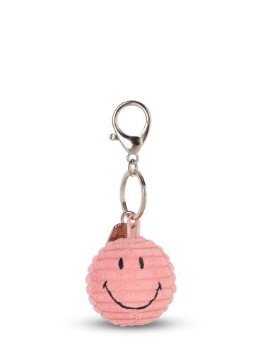 Smiley Keychain Corduroy bubblegum pink