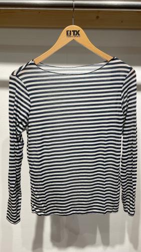 (w) Longsleeve Viskose/Cashmere geringelt blau