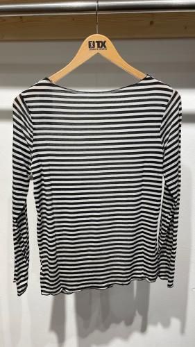 (w) Longsleeve Viskose/Cashmere geringelt schwarz