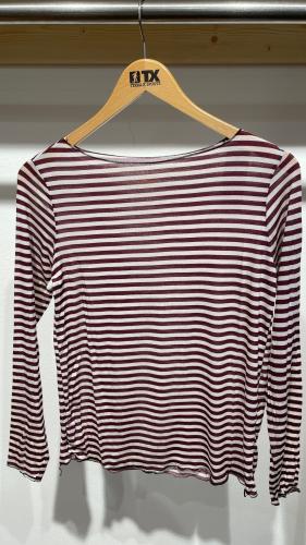 (w) Longsleeve Viskose/Cashmere geringelt bordeaux