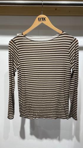 (w) Longsleeve Viskose/Cashmere geringelt braun-beige