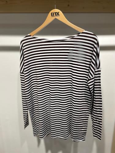 (w) Longsleeve Viskose braun-weiss