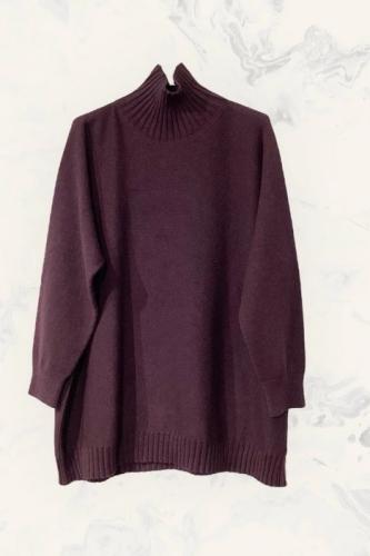 (w) Knit Sweater 37730L aubergine