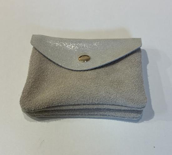 (w) Geldbeutel Elah Wildleder glitzer silber 