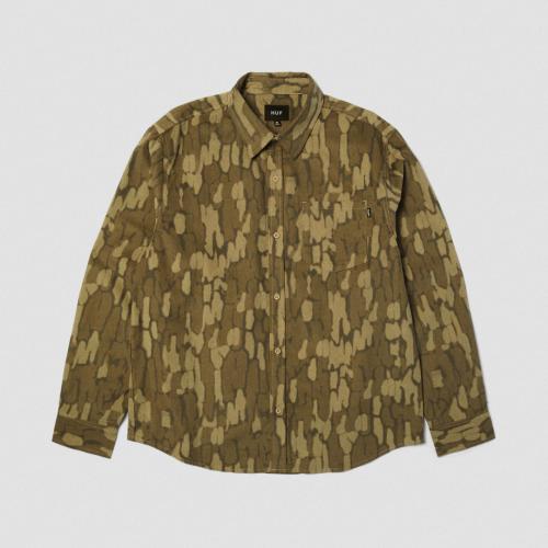 Hemd HUF Warped Camo Shirt muted camo