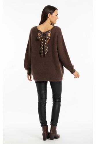 (w) Knit Sweater Bow choco