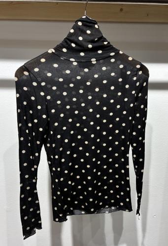 (w) Longsleeve Cashmere 723643 dots black beige