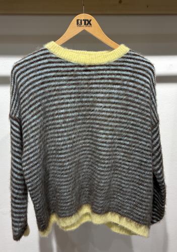 (w) Knit Sweater 8220 brown blue
