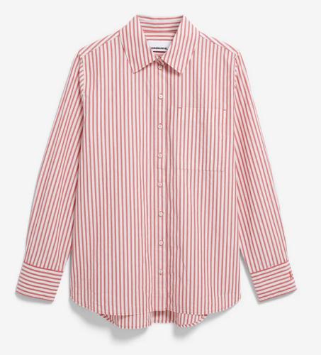 (w) Hemd Armedangels Stripe Loose Shirt oatmilk red