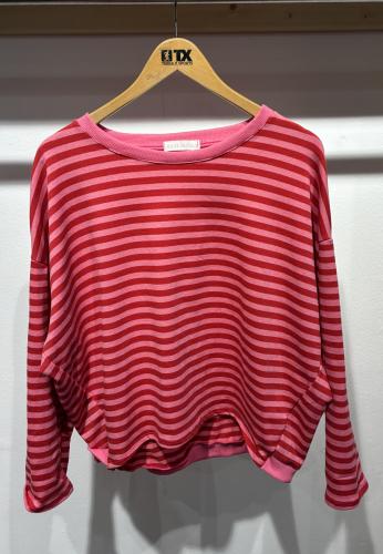 (w) Sweatshirt geringelt pink