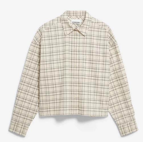 (w) Bluse Armedangels Check Boxy oatmilk black