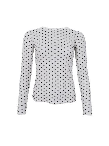 (w) Longsleeve Black Colour BCJennie Dotted Mesh off white