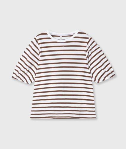 (w) T-Shirt 10Days Balloon Tee Stripes white dark truffle