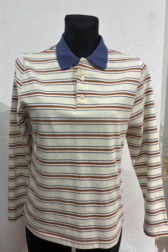 (w) Shirt Button Stripe beige