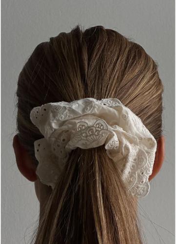 (w) Scrunchie Pico Lace ivory