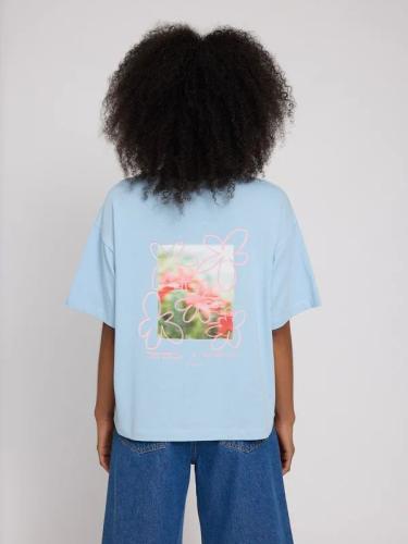 (w) T-Shirt Mazine Flowers foggy blue