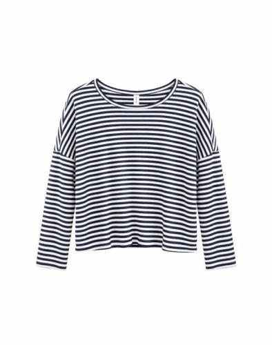 (w) Longsleeve Mazine Striped ink blue