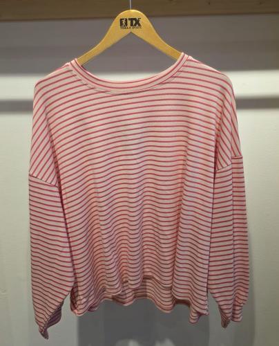 (w) Sweatshirt fine stripe rose