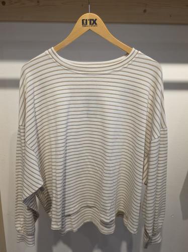 (w) Sweatshirt fine stripe beige