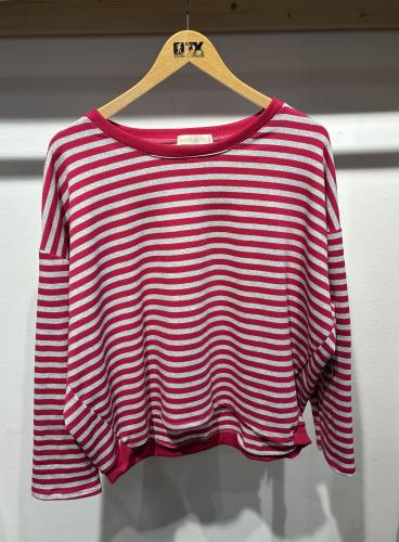 (w) Sweatshirt geringelt magenta