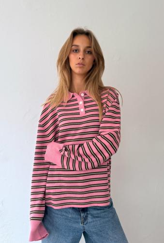 (w) Polo Boii bordeaux/pink