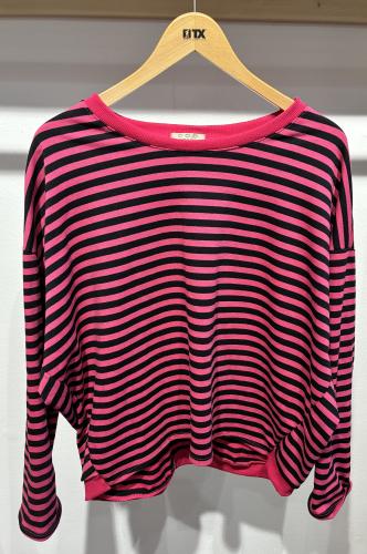 (w) Sweatshirt geringelt pink black