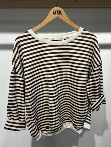 (w) Sweatshirt geringelt brown beige