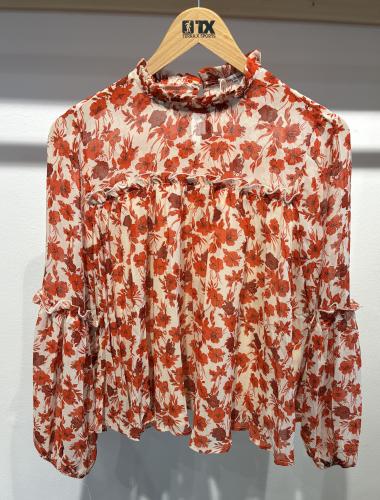 (w) Blouse Flowers red
