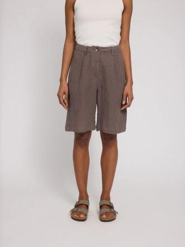 (w) Short Mazine Linen Bermuda grey brown