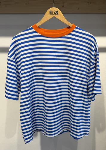 (w) T-Shirt Stripes blue orange