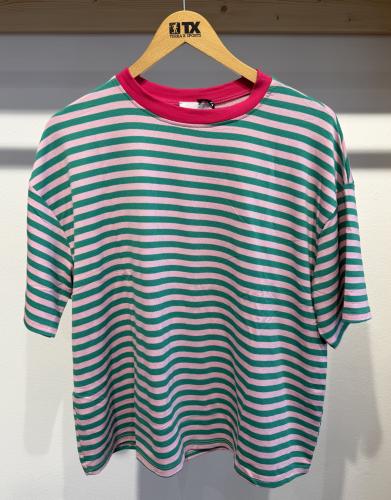(w) T-Shirt Stripes green pink