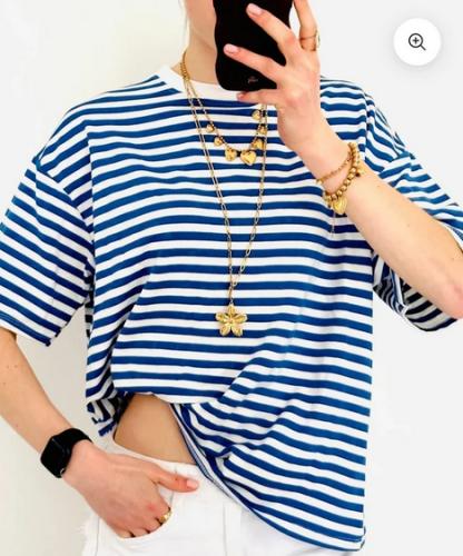 (w) T-Shirt Schilo stripe dark navy