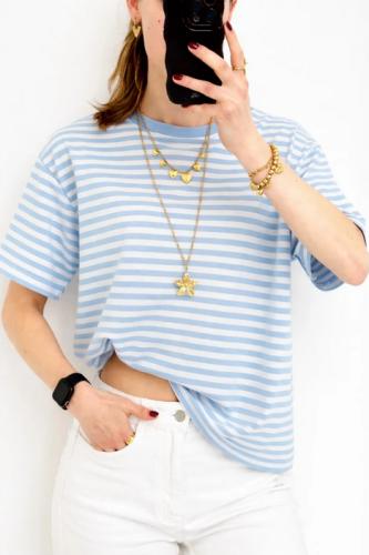 (w) T-Shirt Schilo stripe light blue