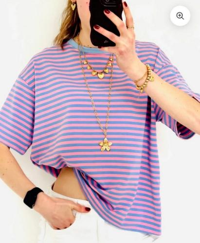 (w) T-Shirt Schilo stripe light blue