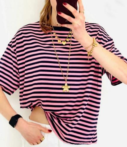 (w) T-Shirt Schilo stripe marine