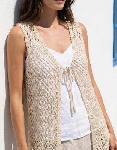 (w) Cardigan Boho beige