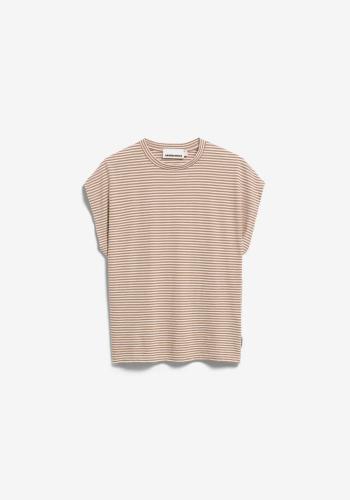 (w) T-Shirt Armedangels Slub Jersey Stripe oatmilk-cinnamon