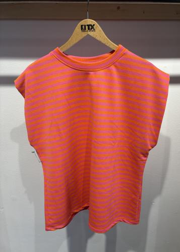 (w) T-Shirt stripe  Q1362 pink orange