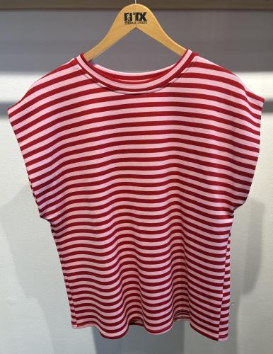 (w) T-Shirt stripe  Q1362 red