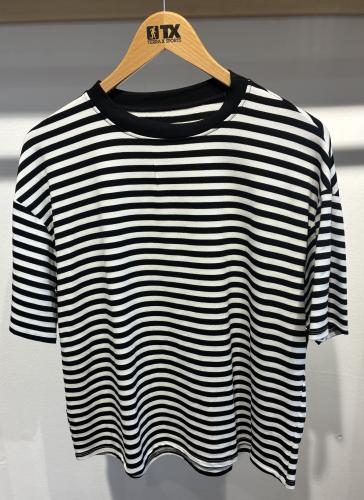 (w) T-Shirt stripe 10060 black white