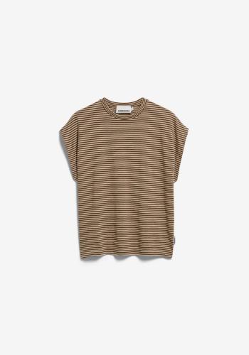 (w) T-Shirt Armedangels Slub Jersey Stripe sand stone-dried palm