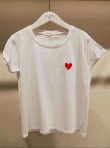 (w) T-Shirt Heart white red