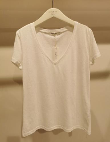 (w) V-Neck Shirt white glitter