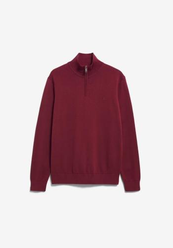 Sweater Armedangels Faabes Half Zip Knit velvet red