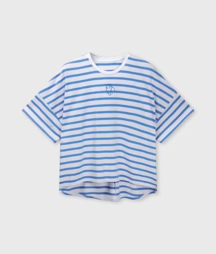 (w) T-Shirt 10Days Stripes white ultramarine