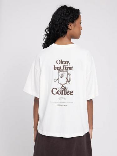 (w) T-Shirt Mazine Back Print offwhite/coffe