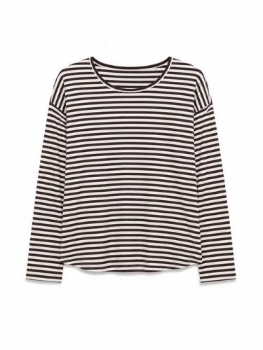 (w) Longsleeve Mazine Striped Rib black coffee