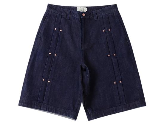 Short Dime Pleated Baggy indigo