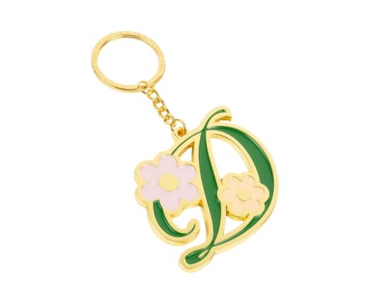 Keychain Dime Oversized Floral gold