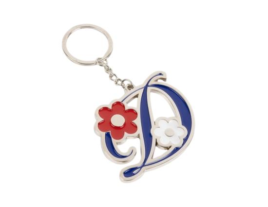 Keychain Dime Oversized Floral silver
